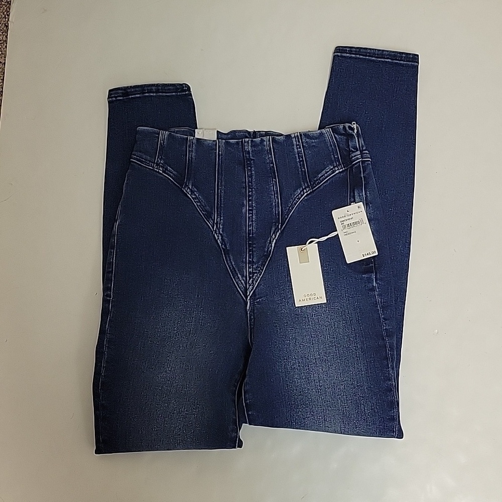 Good American good legs yoke front sculpting jeans women's sz 6/28 new with tags